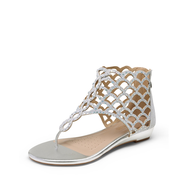 Rhinestones Flat Sandals - SILVER -  0