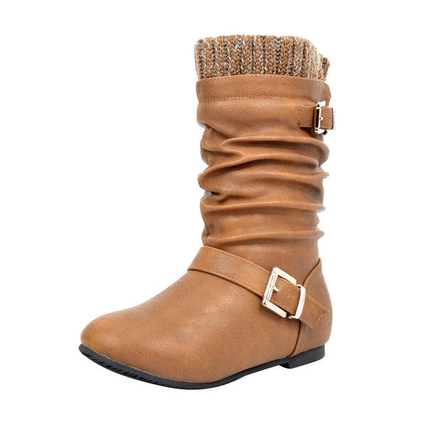 Fur Lined Kids Winter Boots - CAMEL -  0