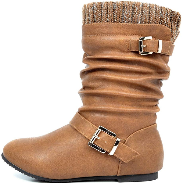 Fur Lined Kids Winter Boots - CAMEL - 1