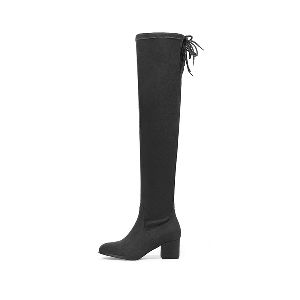 Laurence Chunky Heel Thigh High Boots - GREY - 1