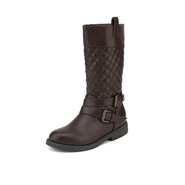 Girls Knee High Fashion Riding Boots - BROWN -  0