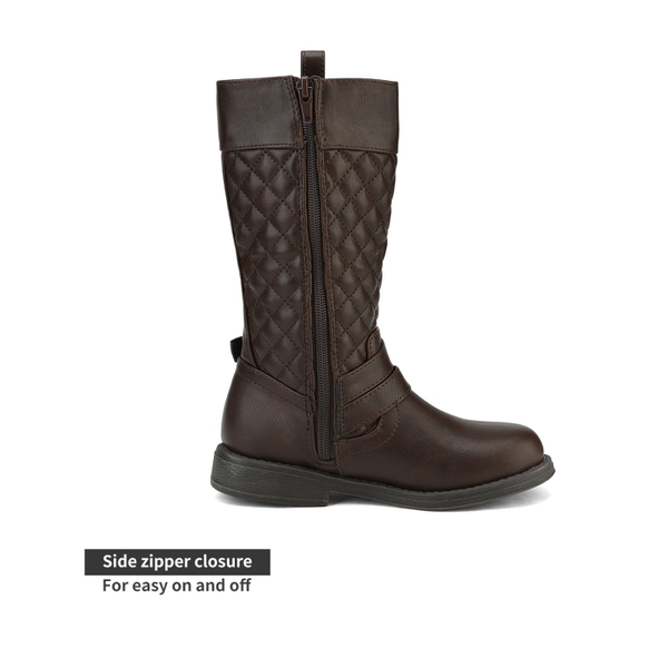 Girls Knee High Fashion Riding Boots - BROWN - 1