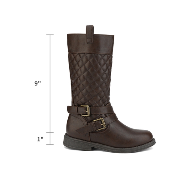 Girls Knee High Fashion Riding Boots - BROWN - 2