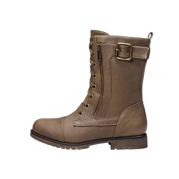 Winter Mid Calf Lace Up Boots - CAMEL - 1