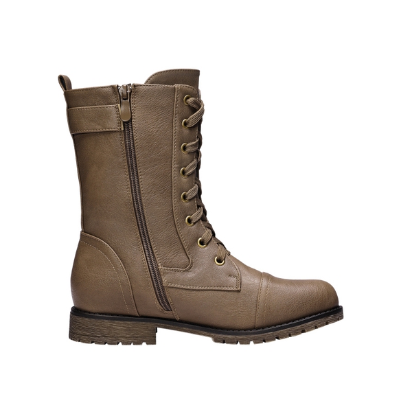 Winter Mid Calf Lace Up Boots - CAMEL - 2