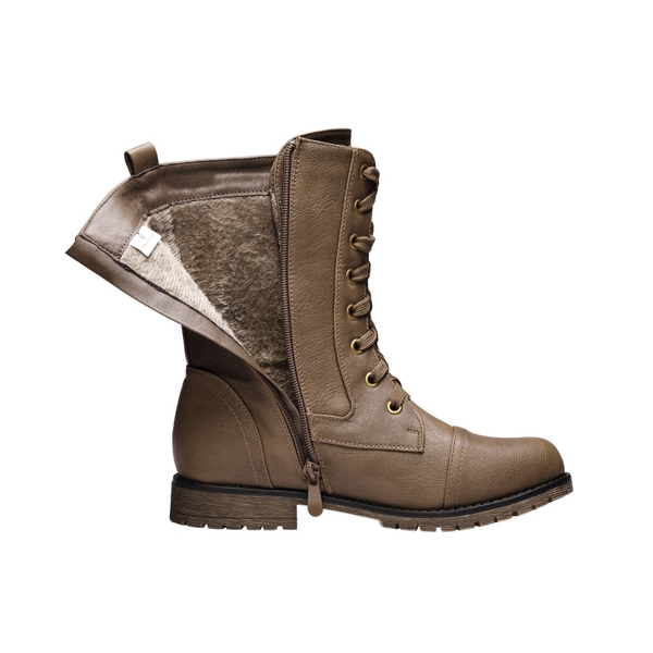 Winter Mid Calf Lace Up Boots - CAMEL - 3
