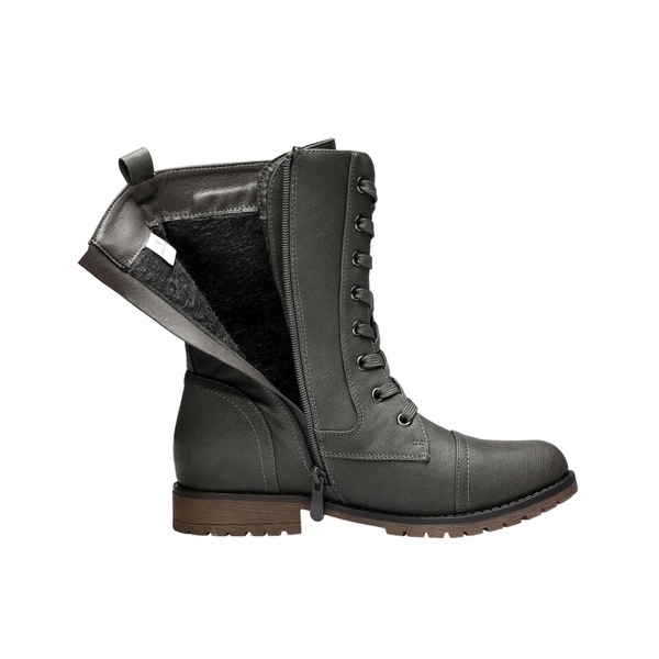 Winter Mid Calf Lace Up Boots - GREY - 3