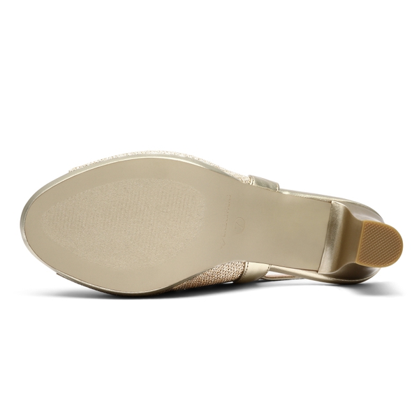 Chunky Heel Peep Toe Slingback Pumps - GOLD - 5