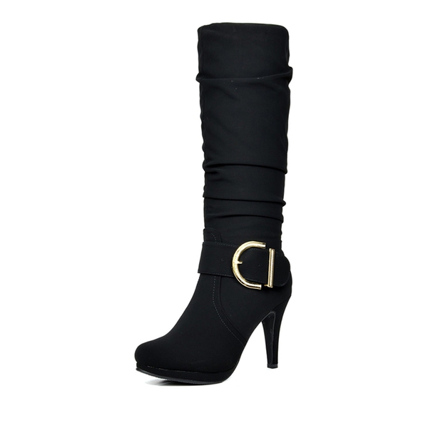 Dream Pairs Women's Winter High Heel Knee High Boots - BLACK -  0