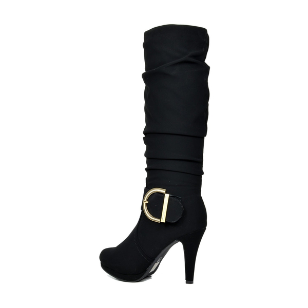 Dream Pairs Women's Winter High Heel Knee High Boots - BLACK - 4