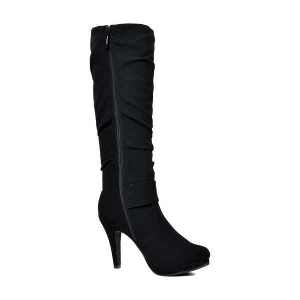 Dream Pairs Women's Winter High Heel Knee High Boots - BLACK - 5