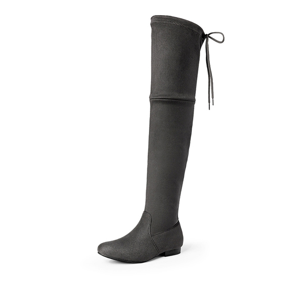 Flat Thigh High Boots - GREY -  0