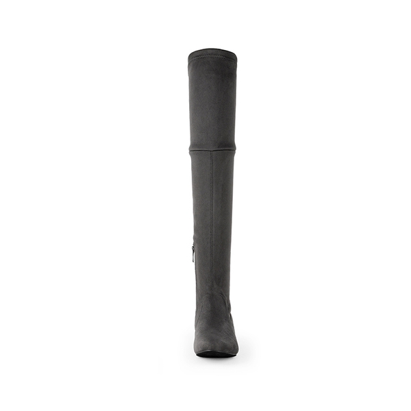 Flat Thigh High Boots - GREY - 3