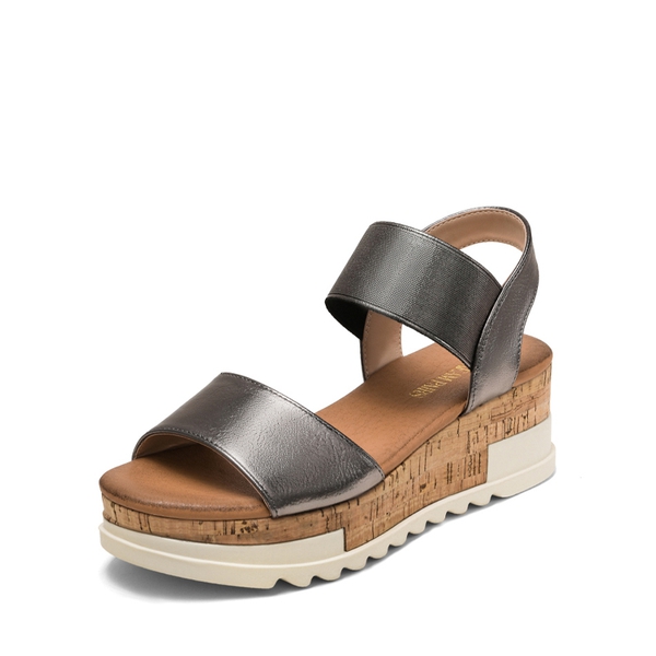 Ankle Strap Platform Sandals - PEWTER -  0