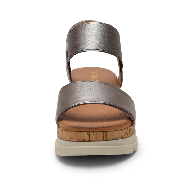 Ankle Strap Platform Sandals - PEWTER - 3