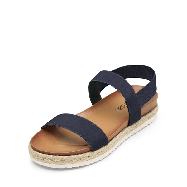 Open Toe Espadrille Platform Sandals - NAVY -  0