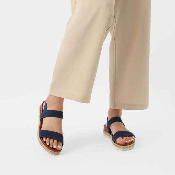 Open Toe Espadrille Platform Sandals - NAVY - 1