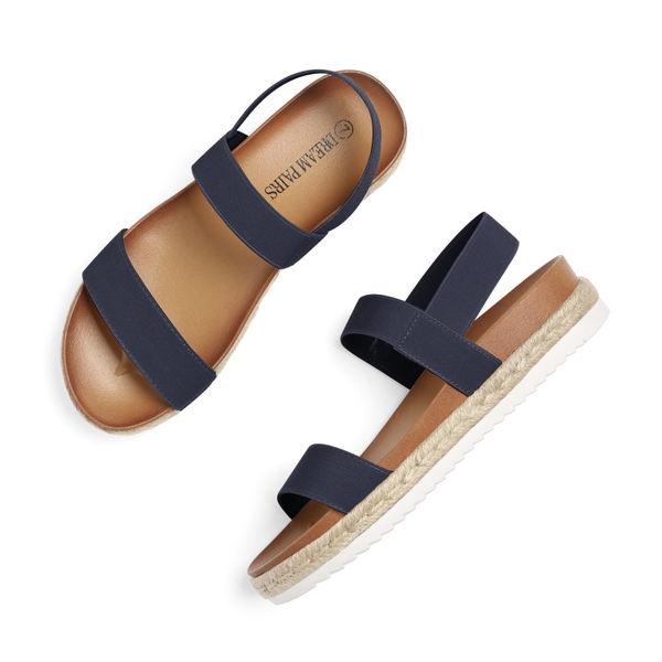 Open Toe Espadrille Platform Sandals - NAVY - 2
