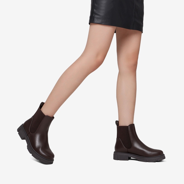 Low Heel Chelsea Boots - BROWN - 1