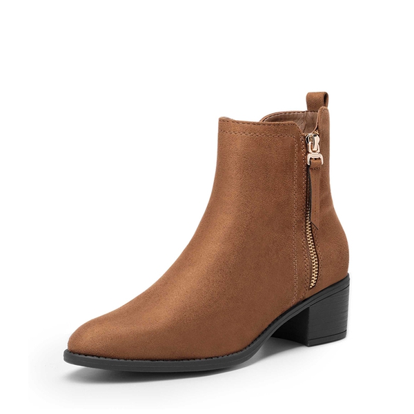Pointed Toe Size Zip Ankle Boots - BROWN -  0