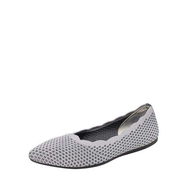 Pointed Toe Knit Foldable Ballet Flats - GREY -  0