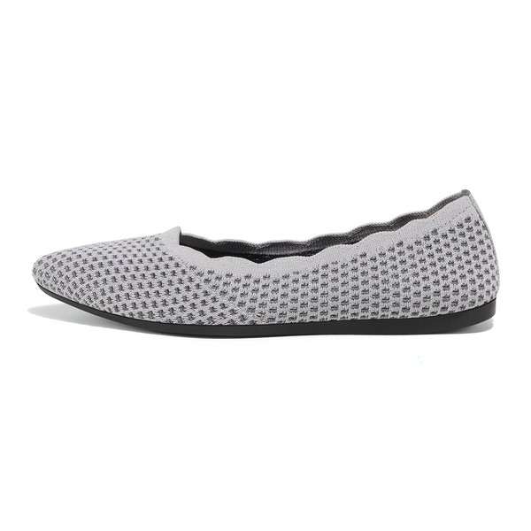 Pointed Toe Knit Foldable Ballet Flats - GREY - 1