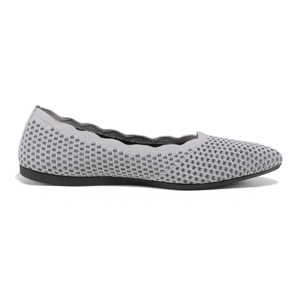 Pointed Toe Knit Foldable Ballet Flats - GREY - 2