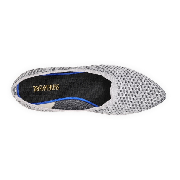 Pointed Toe Knit Foldable Ballet Flats - GREY - 3