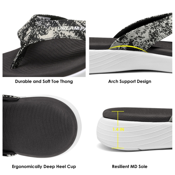 Comfortable Flip Flops With Arch Support - BLACK - 4