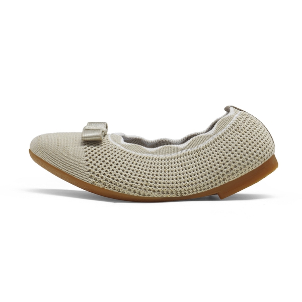 Girls Knitted Slip On Ballet Flats - KHAKI - 1