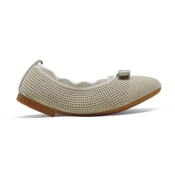 Girls Knitted Slip On Ballet Flats - KHAKI - 2