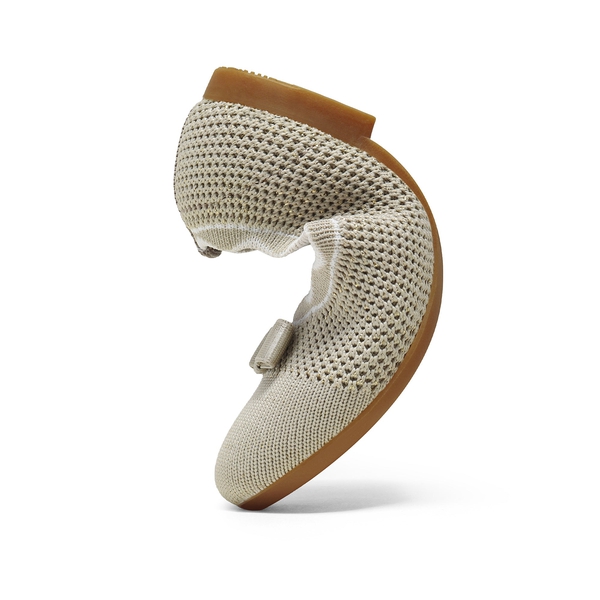 Girls Knitted Slip On Ballet Flats - KHAKI - 3