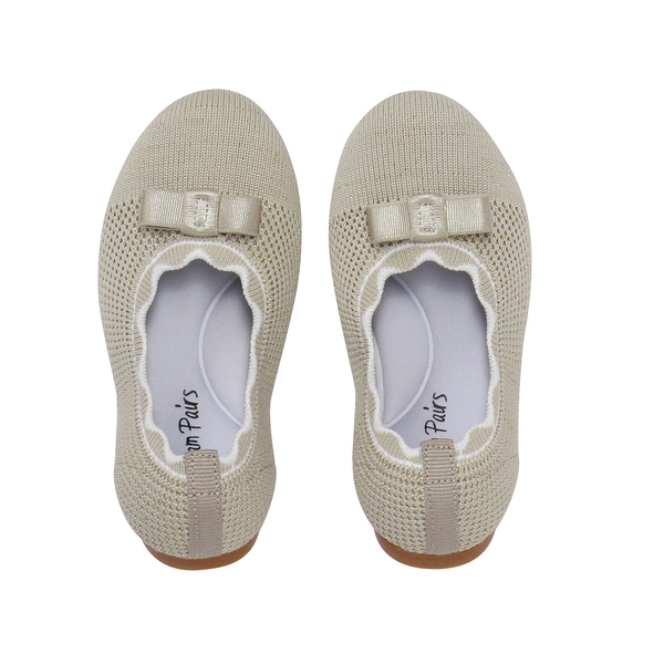 Girls Knitted Slip On Ballet Flats - KHAKI - 4