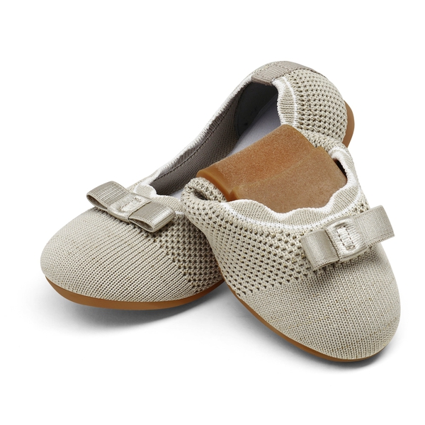 Girls Knitted Slip On Ballet Flats - KHAKI - 5