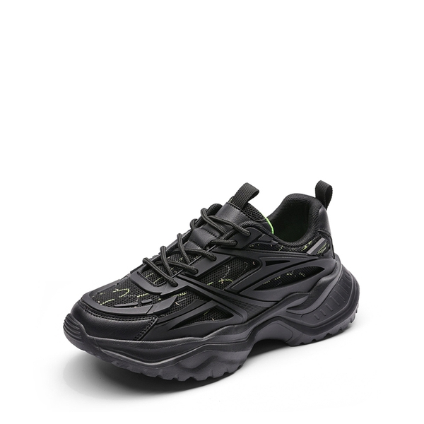 Chunky Platform Lace-up Sneakers - BLACK -  0