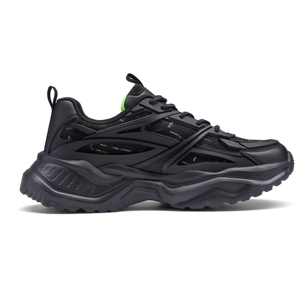 Chunky Platform Lace-up Sneakers - BLACK - 2