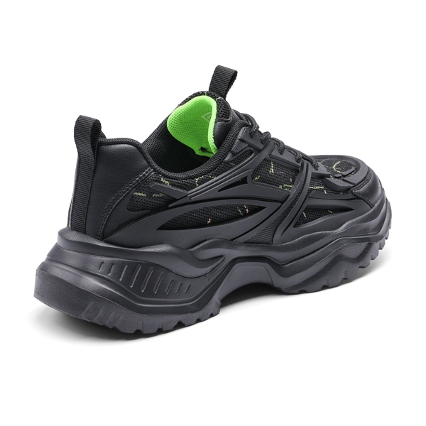 Chunky Platform Lace-up Sneakers - BLACK - 3