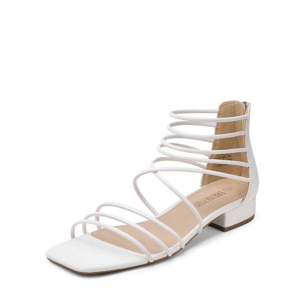 Square Toe Casual Strappy Sandals - WHITE -  0