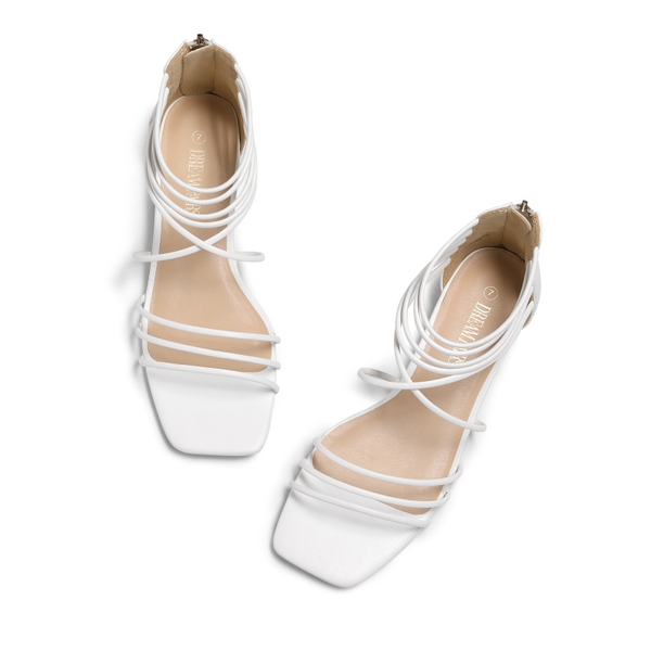 Square Toe Casual Strappy Sandals - WHITE - 3