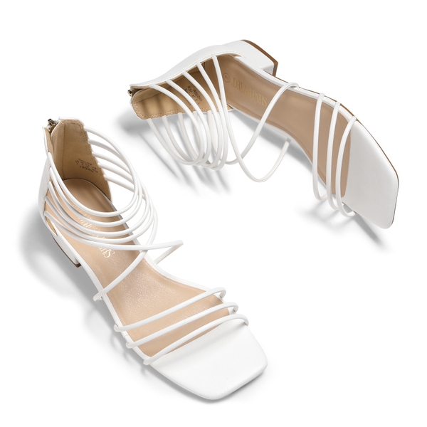 Square Toe Casual Strappy Sandals - WHITE - 4