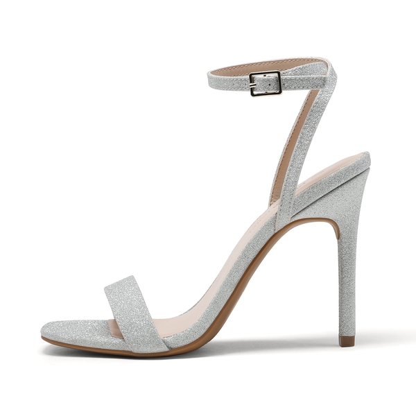 Ankle Strap Stiletto Sandals - SILVER - 3