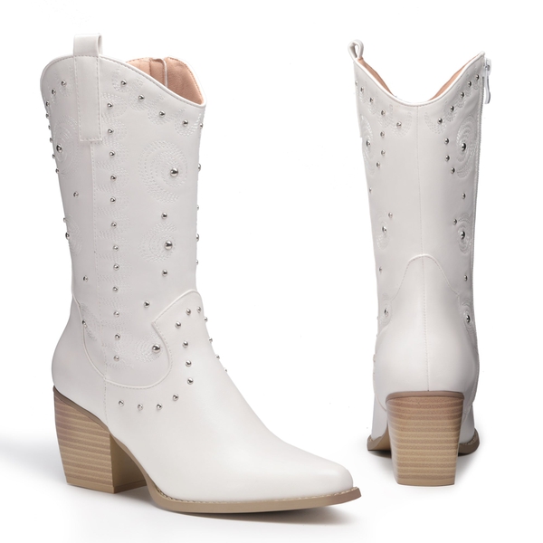 Dakota Western Cowboy Boots - WHITE - 3