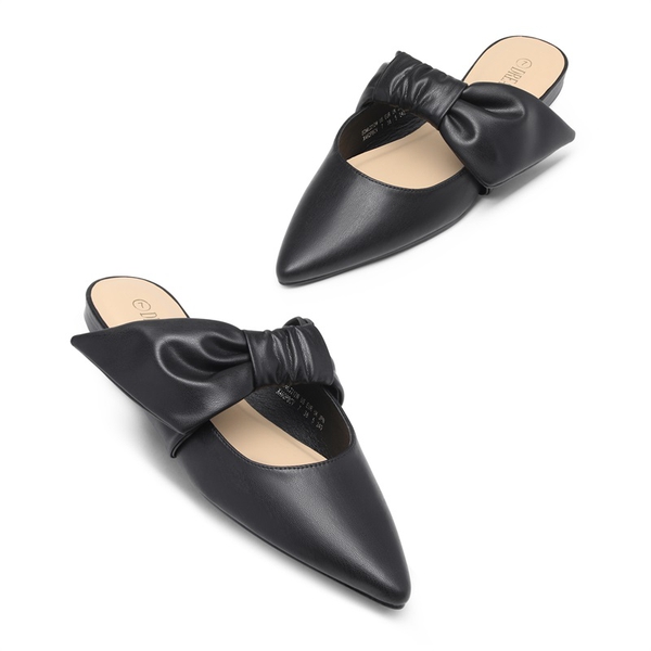 Bow Slip On Mules - BLACK - 3