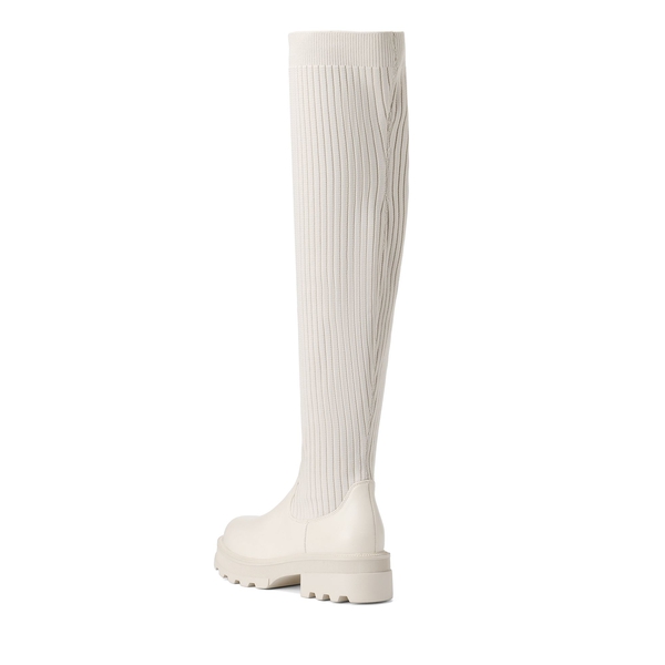 Knitted Chunky Thigh High Boots - BEIGE - 3