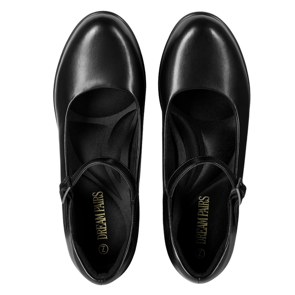 [Stand All Day Pumps] Edenia Round Toe Mary Jane Pumps - BLACK - 4