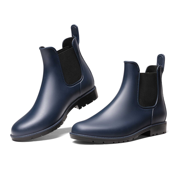 Round Toe Waterproof Chelsea Boots - NAVY - 1
