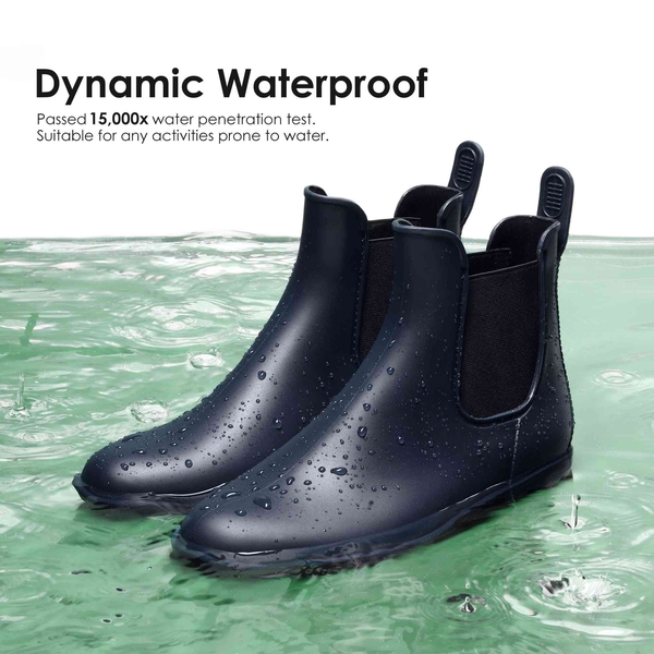 Round Toe Waterproof Chelsea Boots - NAVY - 5