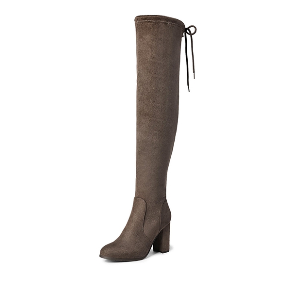 Chunky Thigh High Boots - KHAKI -  0