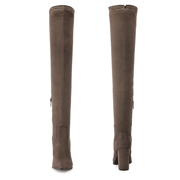 Chunky Thigh High Boots - KHAKI - 4