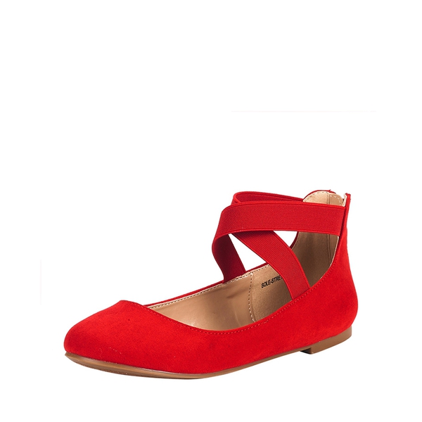 Fashion Ankle Strap Elastic Ballet Flats - RED -  0